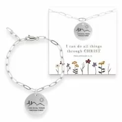 Doodle Beads Charm Bracelet Paperclip I Can Do All Things Silver