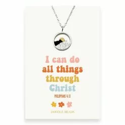 Doodle Beads Necklace I Can Do All Things Mountain Retro Flower