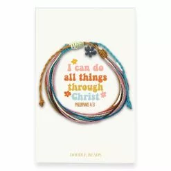 Doodle Beads Thread Bracelet I Can Do All Things Flower Charm