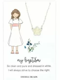 Doodle Beads Necklace My Baptism Flower Silver