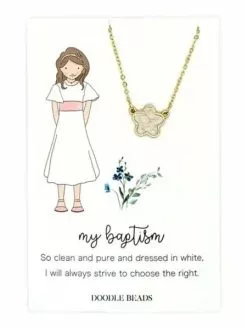 Doodle Beads Necklace My Baptism Flower Gold