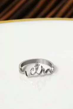 Cursive CTR Ring Stainless Steel Sizes 3.5-10.5