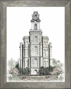 Brent Borup Manti Temple 15x18 Gray Frame